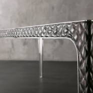 Tables 150 - Alexander - Chic laiton chromé and cuir dining table - Pacific Compagnie.