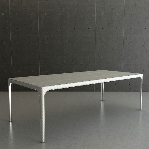 Tables 150 - Alexander - Luxurious dining table with cuir and laiton chromé materials - Pacific Compagnie.