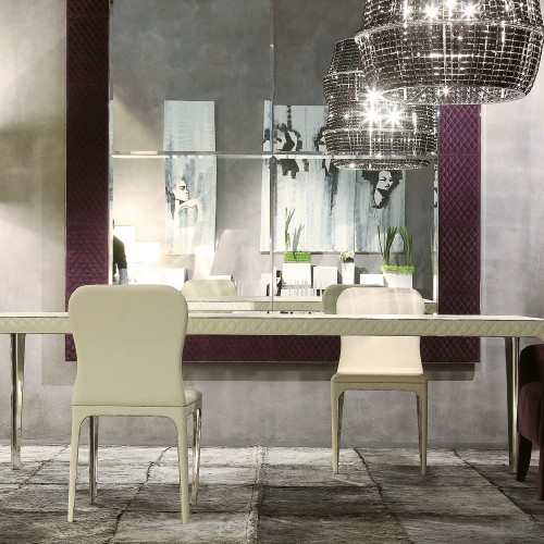 Tables 150 - Alexander - Stylish dining table with leather and chrome elements - Pacific Compagnie.