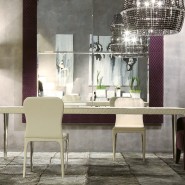 Tables 150 - Alexander - Stylish dining table with leather and chrome elements - Pacific Compagnie.