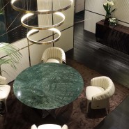 Tables 150 - Alyson Round - Modern luxury dining table with black chrome accents - Pacific Compagnie.