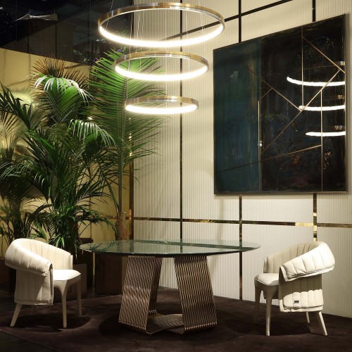 Tables 150 - Alyson Round - Luxurious round dining table for upscale dining experiences - Pacific Compagnie.