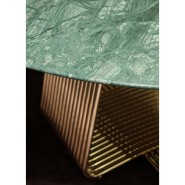 Tables 150 - Alyson Round - Elegant luxury dining table with satin ebony and leather details - Pacific Compagnie.