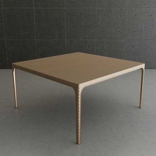 Tables 150 - Alexander - High-end dinner table in bronzed brass and leather finish - Pacific Compagnie.
