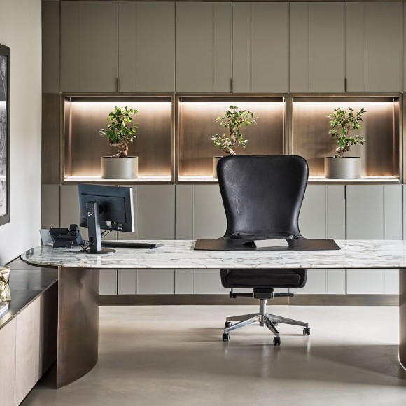 Bureau 150 - President - Luxury office desk with premium bronzed brass and classic style - Pacific Compagnie.