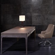 Bureaux 150 - Coline - Executive office desk in chrome and bronzed brass - Pacific Compagnie.