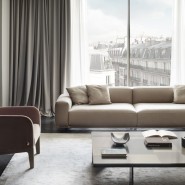 Canapés 150 - Boheme - Canapé de salon en cuir, pieds en laiton, dimensions 205 × 100 × H67, 5 - Pacific Compagnie.