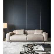 Canapés 150 - Boheme - Upscale canapé with brass varnished gold accents and leather upholstery - Pacific Compagnie.