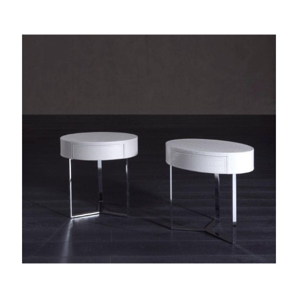 Tables d’appoint 150 - Just - Table d'appoint de luxe en cuir et chrome - Pacific Compagnie.