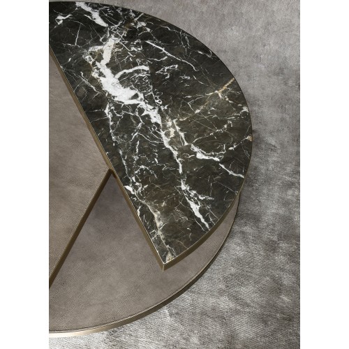 Tables basses 150 - Moon - Table basse circulaire en laiton bronzé avec pieds métalliques - Pacific Compagnie.