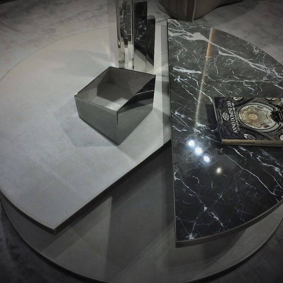 Tables basses 150 - Moon - High-end coffee table with 120 diameter and luxurious bronzed brass - Pacific Compagnie.