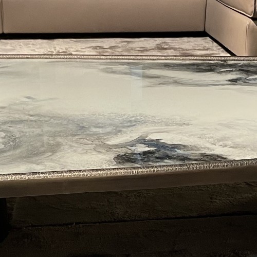 Tables basses 150 - Monaco - Monaco coffee table with patined bronze accents and decoro color - Pacific Compagnie.