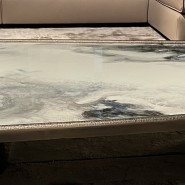 Tables basses 150 - Monaco - Monaco coffee table with patined bronze accents and decoro color - Pacific Compagnie.