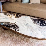 Tables basses 150 - Monaco - Table basse design avec or verni et bronze patiné - Pacific Compagnie.