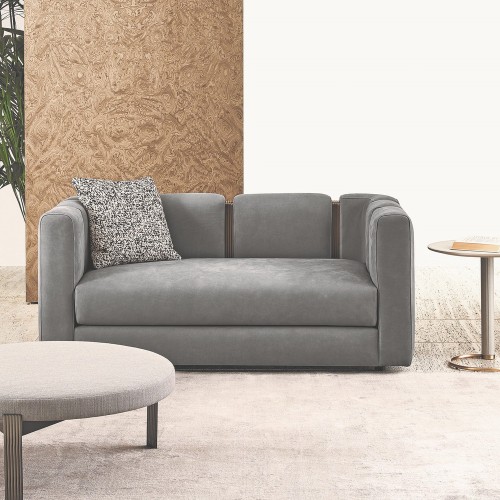 Canapés 150 - Club - Luxe sofa in brushed brass and fabric - Pacific Compagnie.