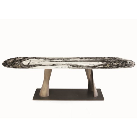 Console 150 - Rea - Console de luxe en laiton bronzé avec design élégant - Pacific Compagnie.