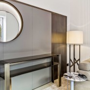 Console 150 - Pure - Elegant entrance console in brass varnished gold and bronzed brass - Pacific Compagnie.