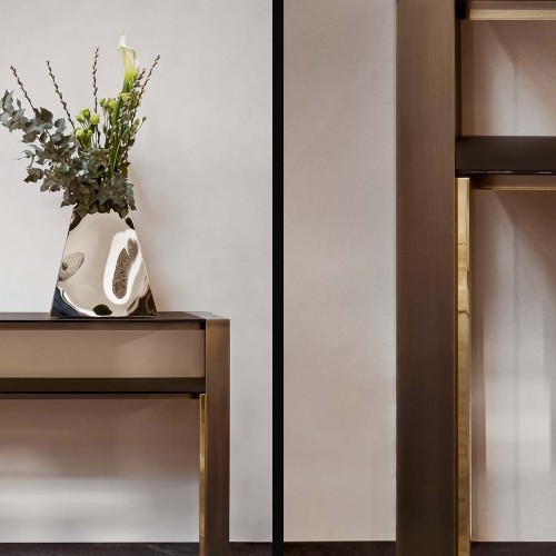 Console 150 - Pure - Brass and gold luxury console with sleek design, 85cm high - Pacific Compagnie.