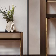 Console 150 - Pure - Brass and gold luxury console with sleek design, 85cm high - Pacific Compagnie.