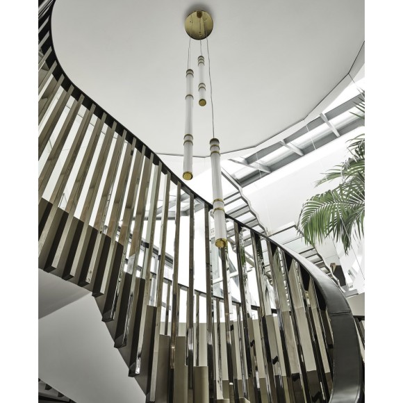Éclairage 150 - Atrium - Luxurious indoor lighting with sandblasted glass tube - Pacific Compagnie.