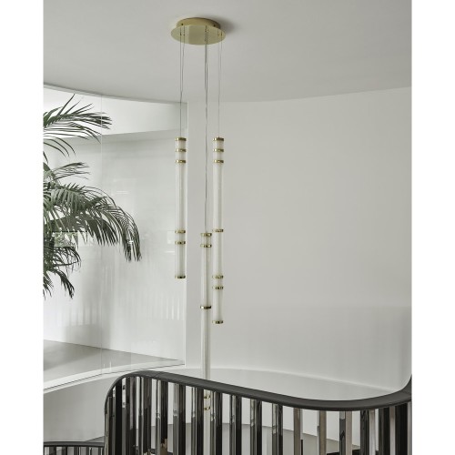 Éclairage 150 - Atrium - Brass vernished gold and striped interior luminaire - Pacific Compagnie.