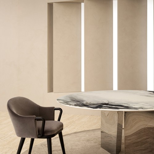 Tables 150 - Blanco | Table de diner de luxe en bronze verni et decoro - Pacific Compagnie.