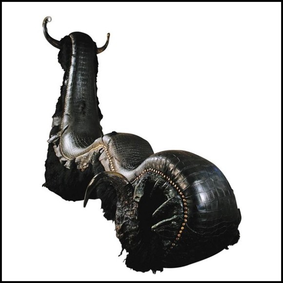 Fauteuil 120 - Buffalo Black Croco - Luxury chair with grand alligator skin - Pacific Compagnie.