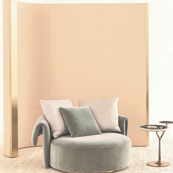 Pouf 150 - Manta - Luxe footrest pouf in bronzed brass finish - Pacific Compagnie.