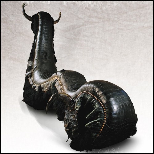 Fauteuil 120 - Buffalo Black Croco - Artisanat luxe - Pacific Compagnie.