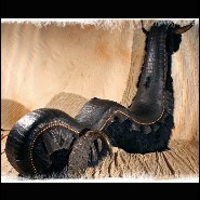 Fauteuil 120 - Buffalo Black Croco - Real buffalo skin and horn accent chair - Pacific Compagnie.
