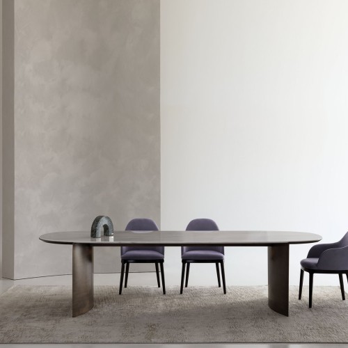 Tables 150 - President | Table de repas de luxe en laiton bronzé ébène - Pacific Compagnie.