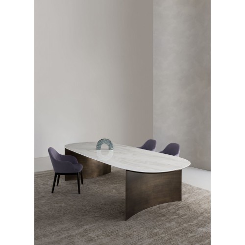 Tables 150 - President | Table de diner en laiton bronzé de style luxueux - Pacific Compagnie.