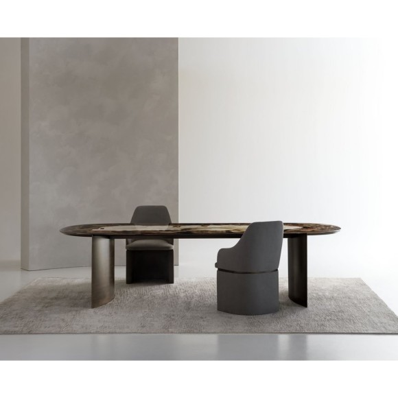 Tables 150 - President - Ebony and bronzed brass luxury table for formal dining - Pacific Compagnie.