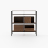 Bibliothèque 174 - Bylot - Luxurious walnut bookcase with metal legs - Pacific Compagnie.