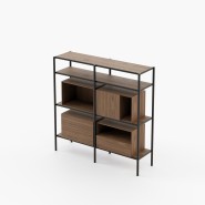 Bibliothèque 174 - Bylot - Spacious wooden bookshelf with walnut matte color - Pacific Compagnie.