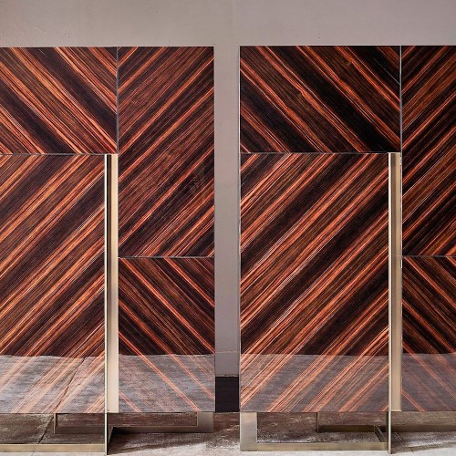 Buffets 150 - Blade High - Meuble de buffet en laiton bronzé et chrome - Pacific Compagnie.