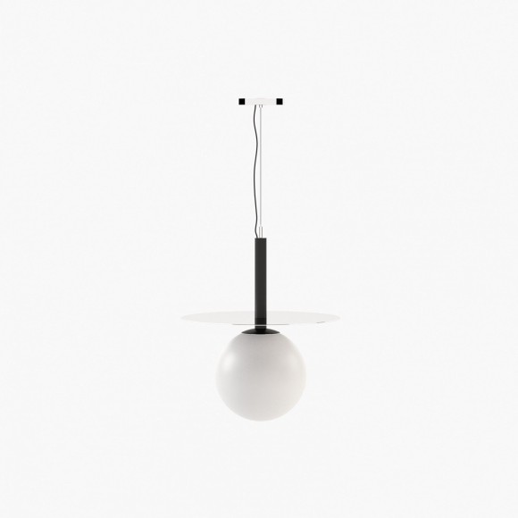 Suspension 174 - Andy - Modern polished stainless steel suspension light with adjustable arms, iron and glass details, available