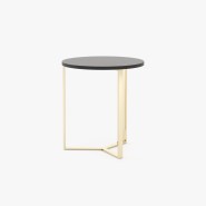 Table d’appoint 174 - Dili - Small black lacquer sidetable with marble and wood details - Pacific Compagnie.
