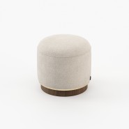 Pouf 174 - Eddy - Wooden pouf with sand colored upholstery - Pacific Compagnie.