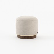 Pouf 174 - Eddy - Pouf design en métal et bois, 48cm de hauteur, couleur sable - Pacific Compagnie.