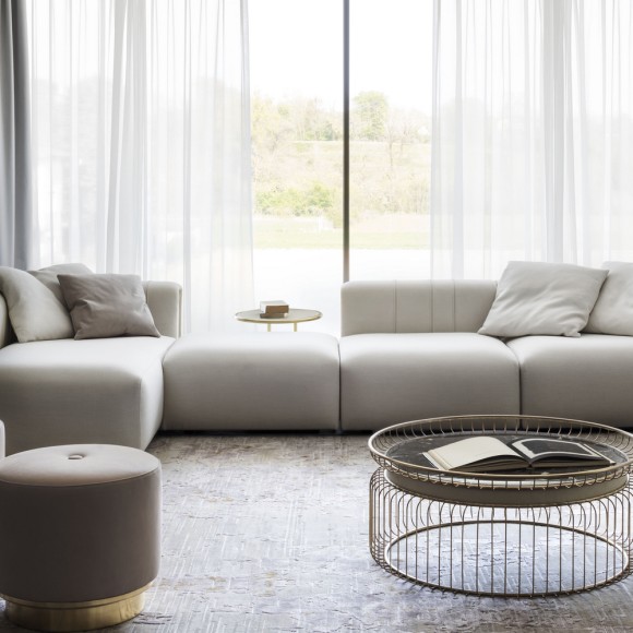 Tables basses 150 - Ciglia - Exclusive luxury coffee table featuring gold plated brass and emperador dark materials - Pacific Co