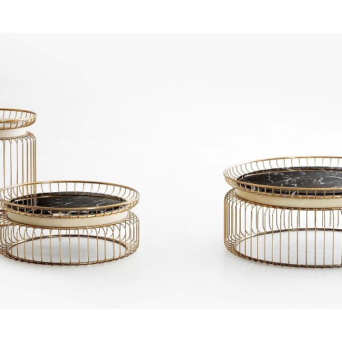 Tables basses 150 - Ciglia - Table basse de diamètre 51 cm en emperador dark - Pacific Compagnie.