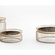 Tables basses 150 - Ciglia - Table basse de diamètre 51 cm en emperador dark - Pacific Compagnie.