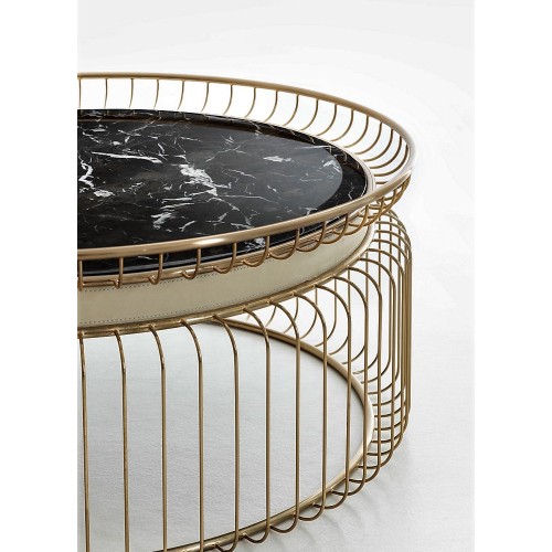 Tables basses 150 - Ciglia - Gold plated brass luxury coffee table with dark emperador top - Pacific Compagnie.