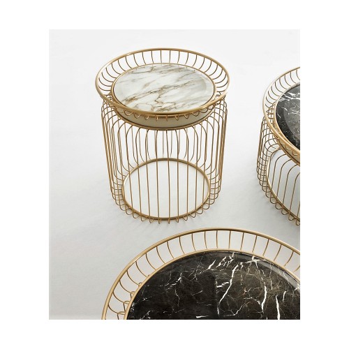 Tables basses 150 - Ciglia - High-end luxury table with gold plated brass base and emperador dark finish - Pacific Compagnie.