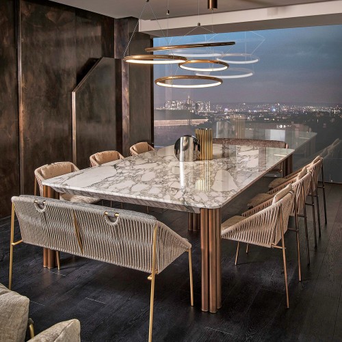 Chaises 150 - Demetra - Chaise de luxe en métal avec finition or et chrome noir - Pacific Compagnie.