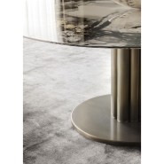 Tables 150 - Forest Round - Table de repas de luxe en ébène avec chrome noir - Pacific Compagnie.