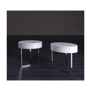 Tables d’appoint 150 - Just - Elegant chrome and leather occasional table for upscale interiors - Pacific Compagnie.