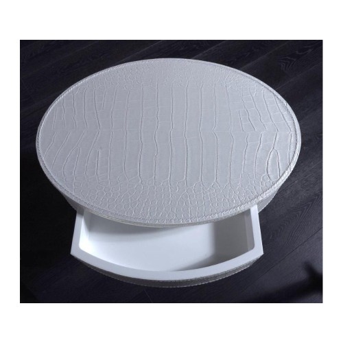 Tables d’appoint 150 - Just - Table d'appoint en cuir et chrome de luxe - Pacific Compagnie.