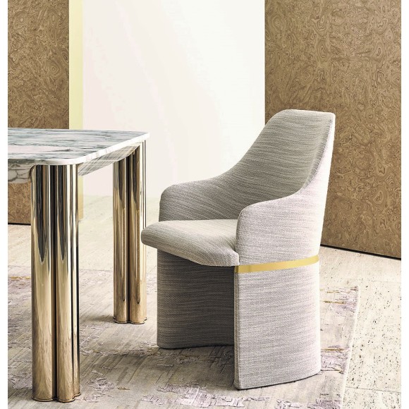 Chaises 150 - Giorgia - Chaise de luxe en laiton bronzé avec des détails en or, idéale pour les salons sophistiqués - Pacific Co